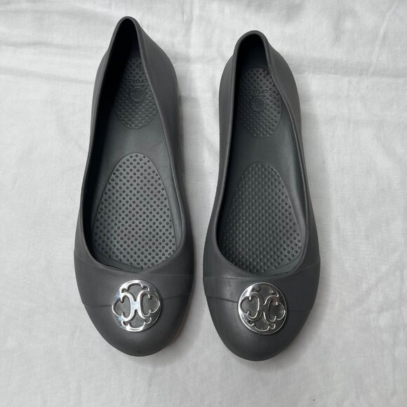 Crocs Womens Gianna Disc Gray Slip On Comfort Ballet Flats Size 9 - Picture 5 of 10